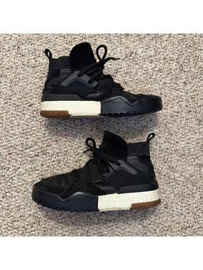 Adidas x Alexander Wang black leather high top trainers